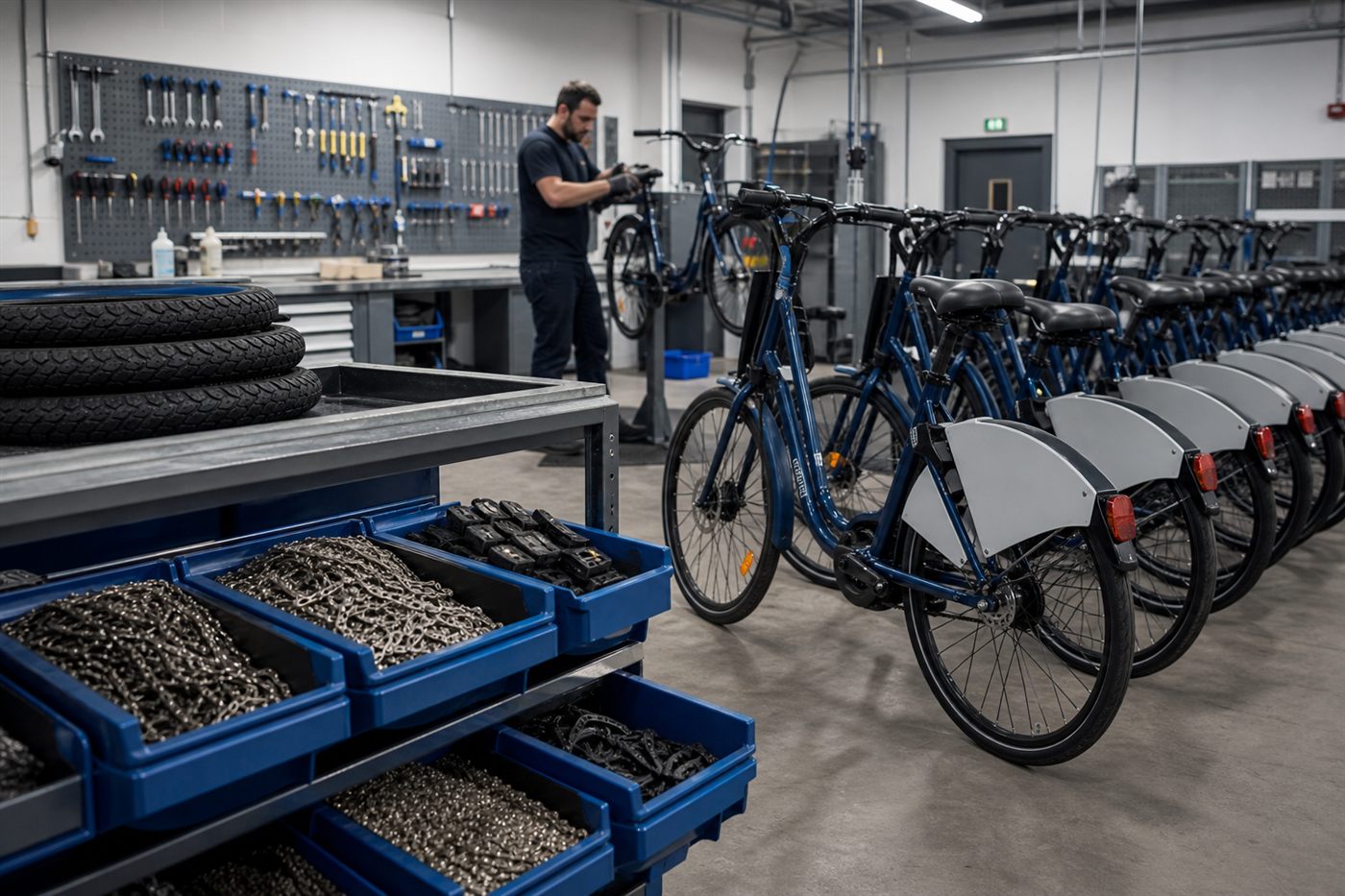 Bicycle fleet maintenance workshop